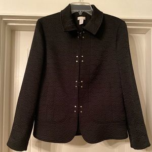 Chicos Black Jacket With Silver Metallic Detail Size 2